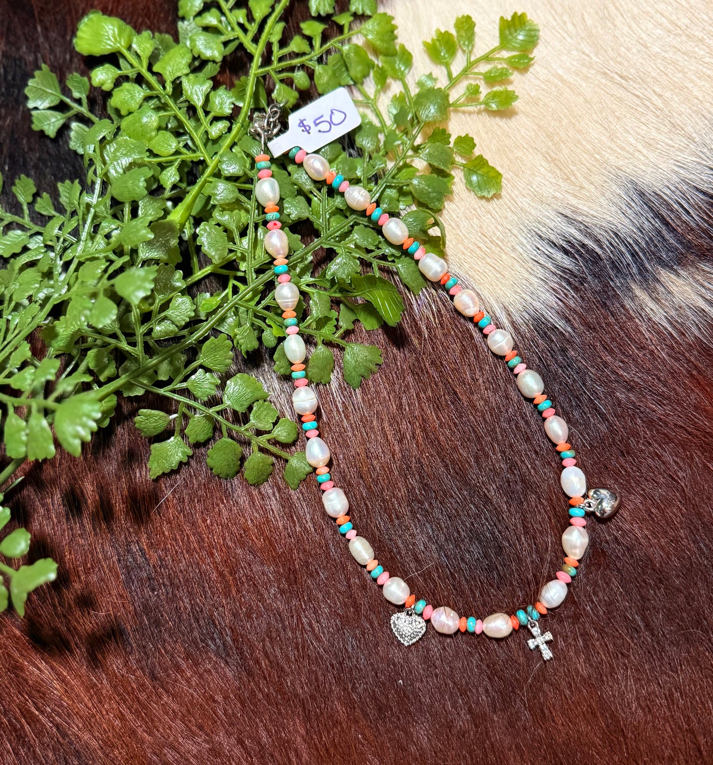 Opal Pearl Charm Necklace
