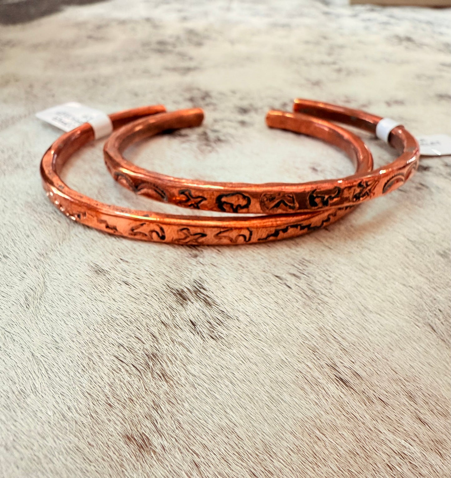 Stamped Copper Cuffs