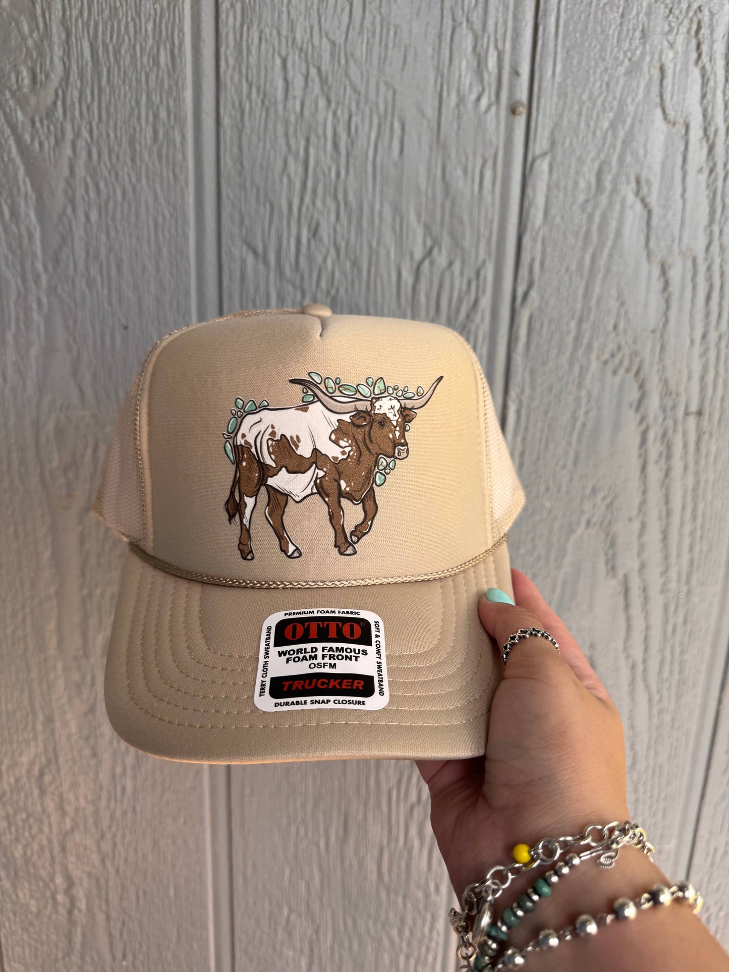 Turquoise longhorn tucker hat