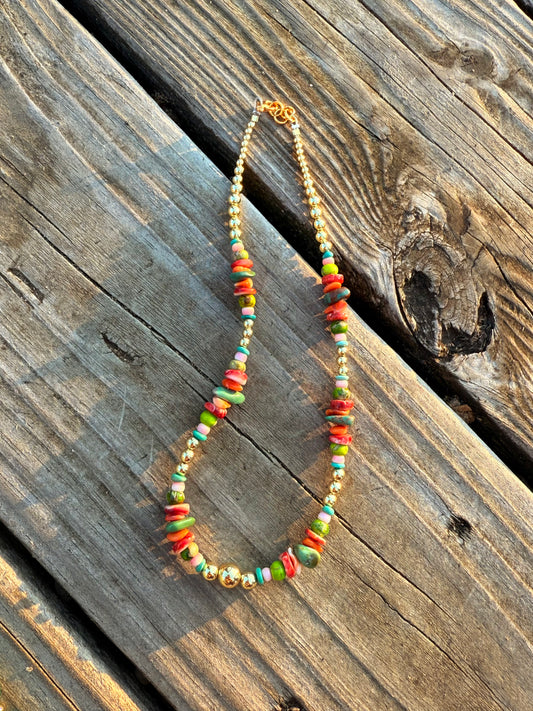 Multi Stone Gold Necklace